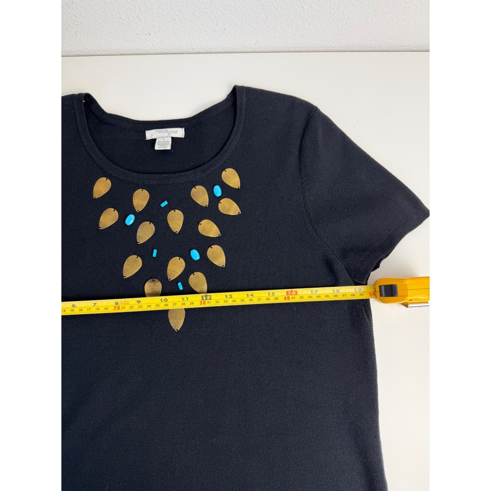 VTG Mercer Street Studio Women Cotton Knit Top Large Black Embellished Sequin - Picture 5 of 7